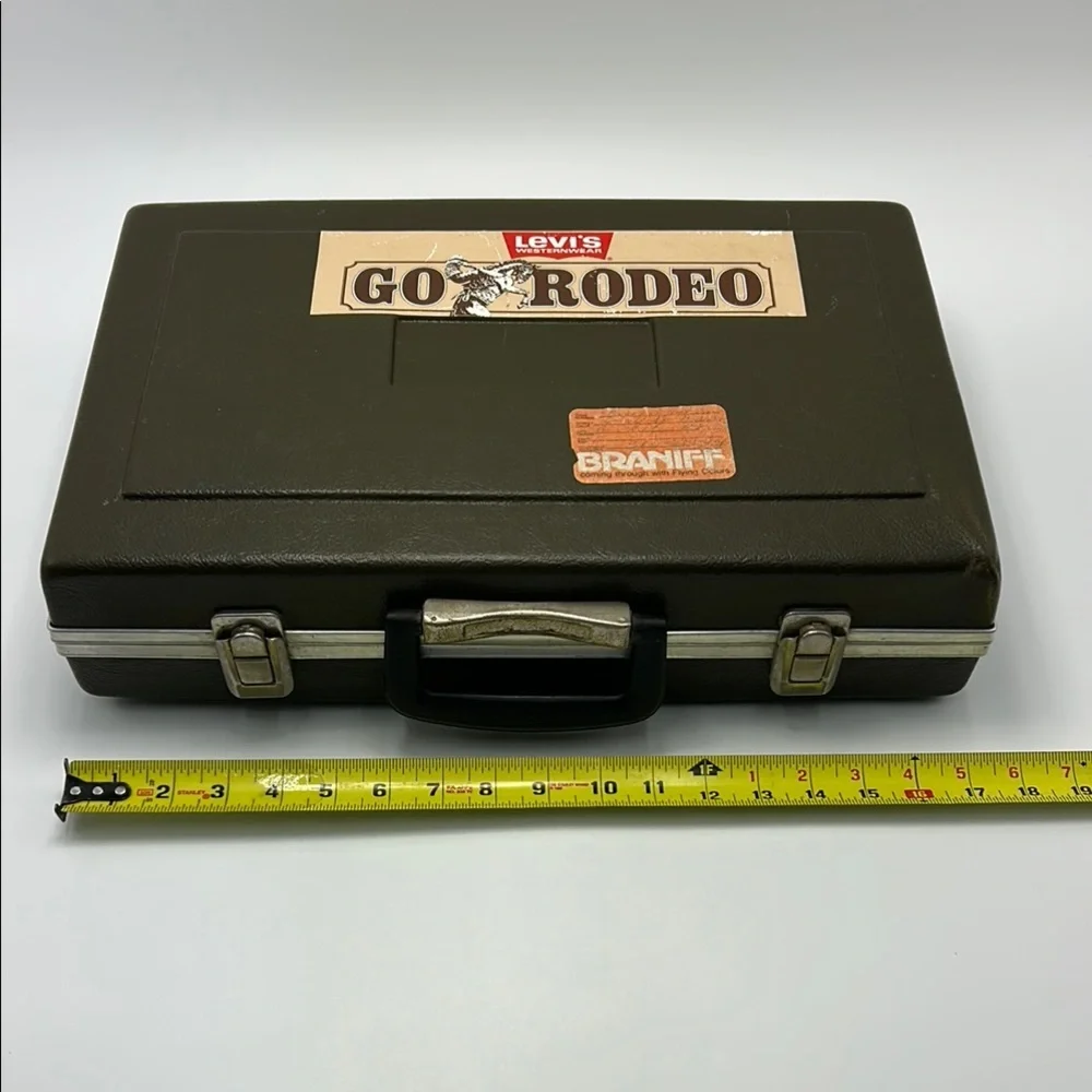 Vintage Briefcase Olive Green Plastic Small Case Silver Hardware